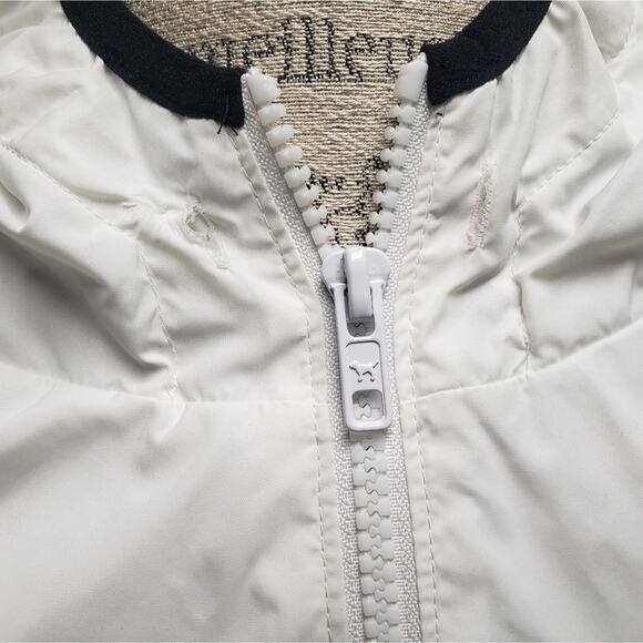 Victoria Secret PINK White / Gray Hooded Windbreaker Jacket Kangaroo Pocket - Picture 10 of 12